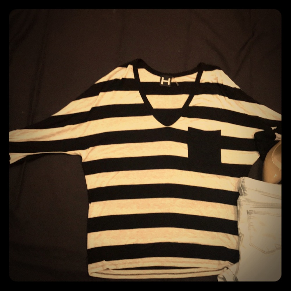 3/4 length batwing striped tee
